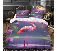 MMDASBVPE Flamingo Standing Quilt Cover 3D Print Easy Care 3PCs Bed Linen Hidden Zipper Comforter Cover Super Soft Anti-allergic for Adults Teens Women Kids Girls Boys Youth Super king（260x220cm）