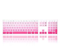 MMDW English Silicone Full Size Ultra Thin Keyboard Cover Skin for Apple iMac G6 MB110LL/B MB110LL/A A1243 Keyboard with Numeric Keypad NumberPad(US Version),Gradient Pink