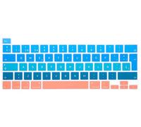 MMDW Spanish Language ESP Silicone Keyboard Cover Skin for MacBook Pro 16 2019 A2141 for MacBook New Pro 13.3 inch A2338 M1/A2251/A2289 with Touch Bar & Touch ID European Version(Ombre aqua)