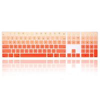MMDW Ultra Thin Silicone Full Size Wireless Bluetooth Numeric Keyboard Cover Skin for 2017 2018 Release Apple iMac Magic Keyboard with Numeric Keypad MQ052LL/A A1843 US Layout(Ombre Orange)