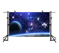 MME 10x7Ft Galaxy Backdrop Stars Sky Background Dark Blue Halo Glitters Stars Purple The Earth Props Photo Studio LXME054