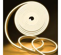 MMEEVT Neon LED Strip Light, Dimmable 3000K Warm White LED Strip Lights 5M, IP65 Waterproof Flexible LED Neon Light for Kitchen Bedroom Garden, Outdoor Indoor Decor( No Power Adapter)