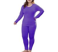 MMFishoow Plus Size Thermal Underwear Sets for Women Lycra cotton Long Johns Base Layer Top and Bottom Sets (Dark Purple, 4XL(70kg-80kg))
