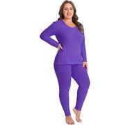 MMFishoow Plus Size Thermal Underwear Sets for Women Lycra cotton Long Johns Base Layer Top and Bottom Sets (Dark Purple, 4XL(70kg-80kg))