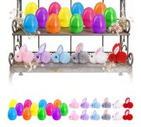 mmfLyuLD Easter Bunny Eggs Set,24PC Pet Plush Bunny Toy,Easter Bunny Figurines,Egg Bunny Ornaments with Mini Cute Rabbit Inside Spring Holiday Decor Gifts (2 BOX)