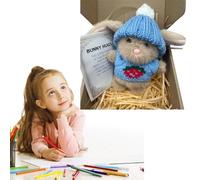 mmfLyuLD Mini Bunny Hug Cute Easter Gift,Mini Bunnies, Minis Rabbits in Box,2026 Neu Positive Easter Bunny Plush Toy,Osterhasen Deko with Knitted Hat Easter Pocket Hugs Rabbit Emotional Gift (BU)