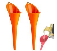 MMIAOO Plastic Long Funnel, 2 PCS Extra Long Super Funnels for Engine Oil, Transmission Fluid, Motorcycle, Locomotive, Car Refueling, Red, 28cm