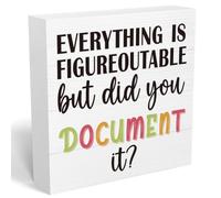 mmiishe Office Decor Everything Is Figureoutable But Did You Document It | Inspirational Gifts for HR Coworkers Colleague Friend Women Men Cubicle Desk Sign for Office Desk Decor 5 x 5 Inches