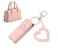 Mmini Lipstick Case - Portable Pu Leather Makeup Holder | Stylish Compact Lipstick Organizer with Love Pendant | Small Size | Perfect for Lipstick, Lip Gloss, Perfume | Great for Travel Use