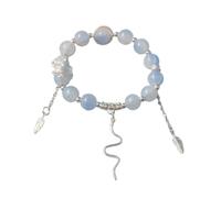 MMIUAEG 2025 New Year of the Snake Bracelet Sanke Charm Bracelet Chinese Zodiac Beaded Stretchable Bracelet for Women Men Creative New Year Gifts, M, Zinc, no gemstone