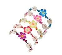 MMIUAEG 5pcs Hawaiian Plumeria Rubra Bracelets for Women Bohemian Woven Tropical Flower Charms Bracelet Handmade Braided Boho Beach Jewelry Party Gifts, M, Zinc, no gemstone