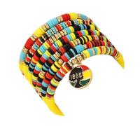MMIUAEG Black History Month Stackable Bracelets Set Juneteenth Accessory African Wooden Beads Stretchable Bracelets Black Yellow Red Green African Jewelry for Women, M, Zinc, no gemstone