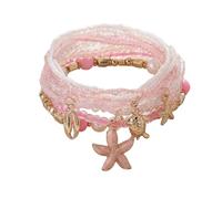 MMIUAEG Boho Plumeria Starfish Shell Charm Bracelet Stackable Layered Turtle Shell Beaded Bracelet for Beach Holiady Bohemian Wristlet Summer Coastal Jewelry, M, Zinc, no gemstone