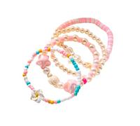 MMIUAEG Boho Plumeria Starfish Shell Charm Bracelet Stackable Layered Turtle Shell Beaded Bracelet for Beach Holiady Bohemian Wristlet Summer Coastal Jewelry, M, Zinc, no gemstone