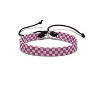 MMIUAEG Checkerboard Bangle Bracelet for Women Men Statement Colorful Plaid Adjustable Rope Bracelets Birthday Friendship Couple Gifts, M, Zinc, no gemstone