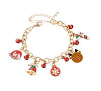 MMIUAEG Christmas Beaded Bracelets for Women Snowflake Snowman Christmas Tree Elk Gnome Stretch Bracelet with Wish Card Creative Festive Jewelry, M, Zinc, no gemstone