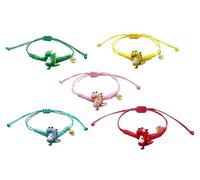 MMIUAEG Colorful Dinosaur Charm Braided Bracelet Candy Color Beaded Braided Dinosaur Bracelet for Women Men Friendship Bracelets Set Decors, M, Zinc, no gemstone