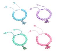 MMIUAEG Colorful Dinosaur Charm Braided Bracelet Candy Color Beaded Braided Dinosaur Bracelet for Women Men Friendship Bracelets Set Decors, M, Zinc, no gemstone