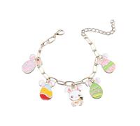 MMIUAEG Easter Bunny Egg Crystal Beaded Bracelets Colorful Eggs Chick Rabbit Charms Adjustable Bracelets for Women Cute Easter Holiday Party Jewelry Gift, M, Zinc, no gemstone