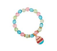 MMIUAEG Easter Bunny Egg Crystal Beaded Bracelets Colorful Eggs Chick Rabbit Charms Adjustable Bracelets for Women Cute Easter Holiday Party Jewelry Gift, M, Zinc, no gemstone