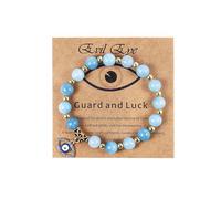 MMIUAEG Evil Eye Stone Beaded Bracelets Guardian Luck Evil Eye Natural Stone Stretch Bracelets for Women Men Protection Amulet Jewelry Gift, M, Zinc, no gemstone