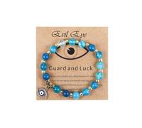 MMIUAEG Evil Eye Stone Beaded Bracelets Guardian Luck Evil Eye Natural Stone Stretch Bracelets for Women Men Protection Amulet Jewelry Gift, M, Zinc, no gemstone
