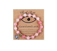 MMIUAEG Evil Eye Stone Beaded Bracelets Guardian Luck Evil Eye Natural Stone Stretch Bracelets for Women Men Protection Amulet Jewelry Gift, M, Zinc, no gemstone