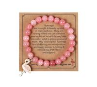 MMIUAEG Flamingo Charm Rose Quartz Beaded Bracelet, Inspirational Crystal Stretch Bracelet for Women, Never Forget How Flamazing You are Flamingo Wristlet Gifts
