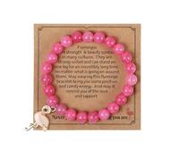 MMIUAEG Flamingo Charm Rose Quartz Beaded Bracelet, Inspirational Crystal Stretch Bracelet for Women, Never Forget How Flamazing You are Flamingo Wristlet Gifts
