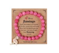 MMIUAEG Flamingo Charm Rose Quartz Beaded Bracelet, Inspirational Crystal Stretch Bracelet for Women, Never Forget How Flamazing You are Flamingo Wristlet Gifts