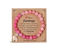 MMIUAEG Flamingo Charm Rose Quartz Beaded Bracelet, Inspirational Crystal Stretch Bracelet for Women, Never Forget How Flamazing You are Flamingo Wristlet Gifts