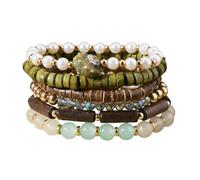 MMIUAEG Natural Turquoise Bracelets Handmade Beaded Western Boot Hat Ox Head Oval Flower Cross Coconut Shell bracelet for Men Women Vintage Cowboy Cowgirls Turquoise Jewelry, M, Zinc, no gemstone