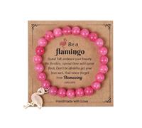 MMIUAEG Pink Flamingo Beaded Stretch Bracelet Never Forget How Flamazing You Are Bracelet for Women Flamingo Bracelet Gifts, M, Zinc Acrylic, no gemstone