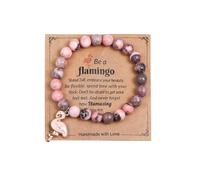 MMIUAEG Pink Flamingo Beaded Stretch Bracelet Never Forget How Flamazing You Are Bracelet for Women Flamingo Bracelet Gifts, M, Zinc, no gemstone