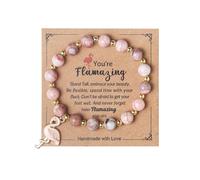 MMIUAEG Pink Flamingo Beaded Stretch Bracelet Never Forget How Flamazing You Are Bracelet for Women Flamingo Bracelet Gifts, M, Zinc Acrylic, no gemstone