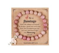 MMIUAEG Pink Flamingo Beaded Stretch Bracelet Never Forget How Flamazing You Are Bracelet for Women Flamingo Bracelet Gifts, M, Zinc Acrylic, no gemstone