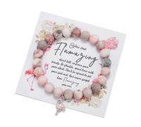 MMIUAEG Pink Flamingo Beaded Stretch Bracelet Never Forget How Flamazing You Are Bracelet for Women Flamingo Bracelet Gifts, M, Zinc Acrylic, no gemstone