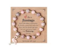 MMIUAEG Pink Flamingo Beaded Stretch Bracelet Never Forget How Flamazing You Are Bracelet for Women Flamingo Bracelet Gifts, M, Zinc Acrylic, no gemstone