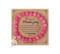 MMIUAEG Pink Flamingo Beaded Stretch Bracelet Never Forget How Flamazing You Are Bracelet for Women Flamingo Bracelet Gifts, M, Zinc Acrylic, no gemstone