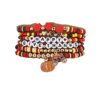 MMIUAEG Thanksgiving Fall Bracelets for Women Turkey Pumpkin Maple Leaf Charms Stackable Bracelet Set Thanksgiving Beaded Stretch Bracelets Autumn Party Bracelets Holiday Decorations, M, Zinc, no