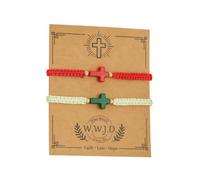 MMIUAEG WWJD Cross Beaded Bracelets Set What Would Jesus Do Bracelets Handmade Beads Good Blessing Protection Religious Christian Jewelry for Easter Christmas Mother's Day, M, Zinc, no gemstone