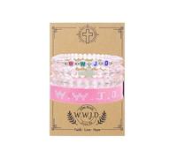 MMIUAEG WWJD Cross Beaded Bracelets Set What Would Jesus Do Bracelets Handmade Beads Good Blessing Protection Religious Christian Jewelry for Easter Christmas Mother's Day, M, Zinc, no gemstone