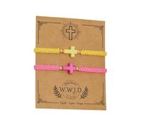 MMIUAEG WWJD Cross Beaded Bracelets Set What Would Jesus Do Bracelets Handmade Beads Good Blessing Protection Religious Christian Jewelry for Easter Christmas Mother's Day, M, Zinc, no gemstone