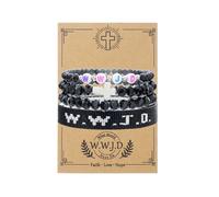 MMIUAEG WWJD Cross Beaded Bracelets Set What Would Jesus Do Bracelets Handmade Beads Good Blessing Protection Religious Christian Jewelry for Easter Christmas Mother's Day, M, Zinc, no gemstone