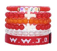 MMIUAEG WWJD Cross Beaded Bracelets Set What Would Jesus Do Bracelets Handmade Beads Good Blessing Protection Religious Christian Jewelry for Easter Christmas Mother's Day, M, Zinc, no gemstone