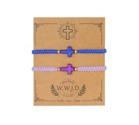 MMIUAEG WWJD Cross Beaded Bracelets Set What Would Jesus Do Bracelets Handmade Beads Good Blessing Protection Religious Christian Jewelry for Easter Christmas Mother's Day, M, Zinc, no gemstone