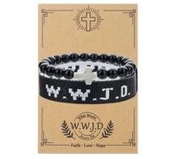 MMIUAEG WWJD Cross Beaded Bracelets Set What Would Jesus Do Bracelets Handmade Beads Good Blessing Protection Religious Christian Jewelry for Easter Christmas Mother's Day, M, Zinc, no gemstone