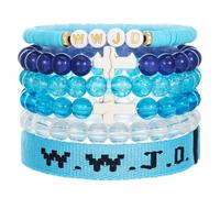 MMIUAEG WWJD Cross Beaded Bracelets Set What Would Jesus Do Bracelets Handmade Beads Good Blessing Protection Religious Christian Jewelry for Easter Christmas Mother's Day, M, Zinc, no gemstone