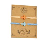 MMIUAEG WWJD Cross Beaded Bracelets Set What Would Jesus Do Bracelets Handmade Beads Good Blessing Protection Religious Christian Jewelry for Easter Christmas Mother's Day, M, Zinc, no gemstone