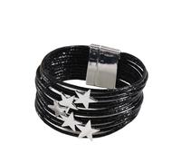 MMIUAEG Y2K Star Multi-layer Leather Wristband Bracelet Punk Gothic Star Layered Bracelets for Women Men Aesthetic Grunge Bangle Gift Shiny Millennium Y2K Jewelry, M, Zinc, no gemstone